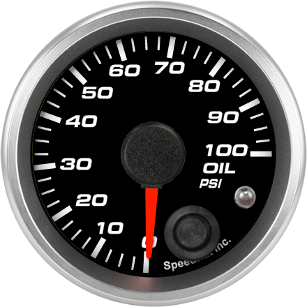 2-1/16" Oil Pressure Gauge 100 psi (w/ warning)